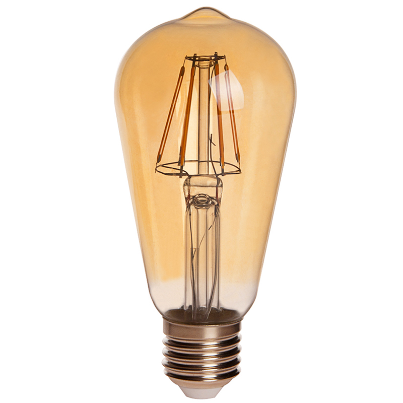 Gold Tint ST18 E26/E27 6W LED Vintage Antique Filament Light Bulb, 60W Equivalent, 4-Pack